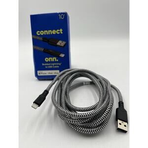 ONN. 10' Lightning to USB Cable For IPHONE/IPAD/IPOD, Black MFi-Certified